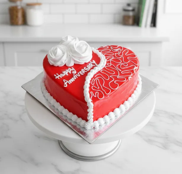 Heart Shape Anniversary Cake