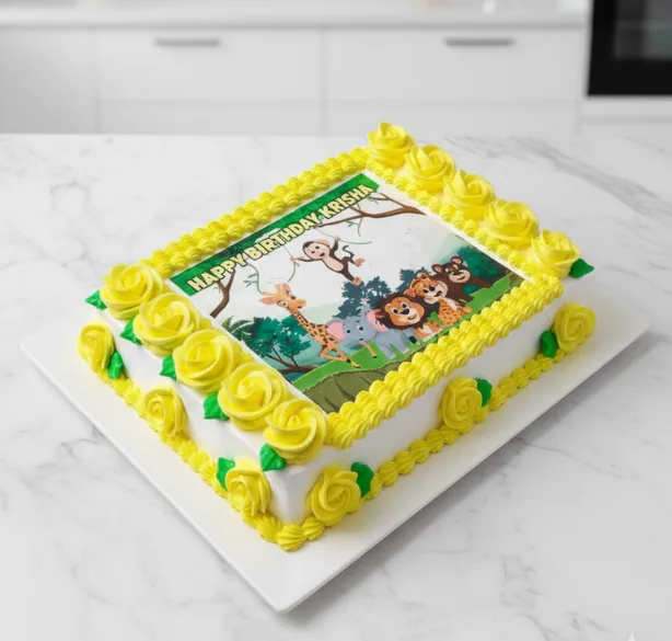 Jungle Safari Theme Photo Cake