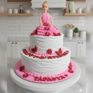 Floral Barbie Two-Tier Doll Cake