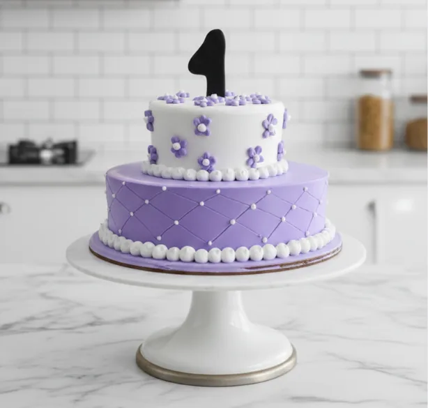 Lilac Floral Milestone Cake