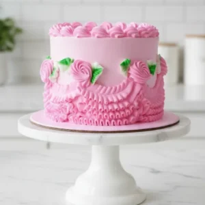 Pink Vintage-Style Buttercream Cake