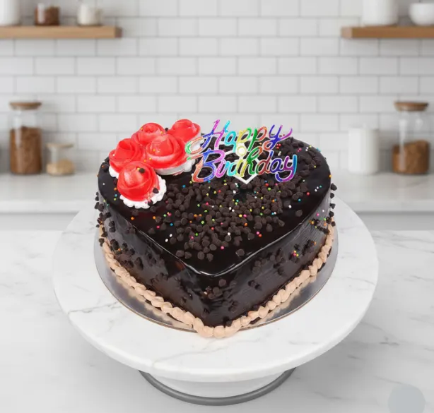 Choco Chips Heart Shape Cake
