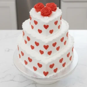 Red Heart Love Tier Cake