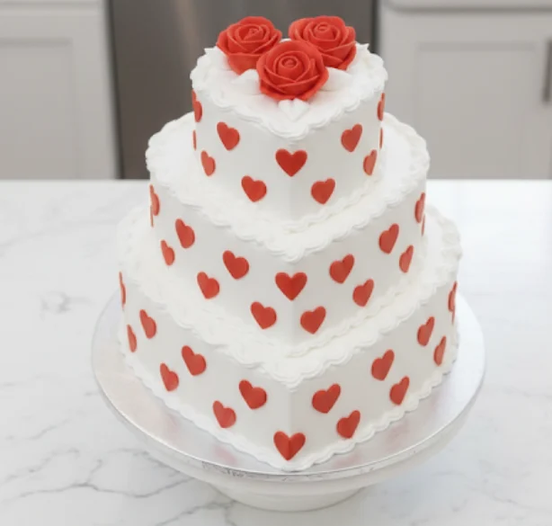 Red Heart Love Tier Cake