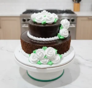 Royal White Rose Chocolate Cake