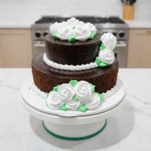 Royal White Rose Chocolate Cake