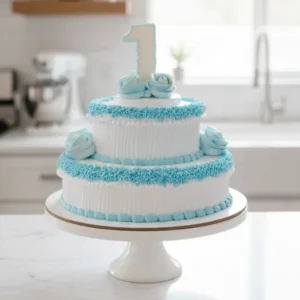 Baby Blue Milestone Cake